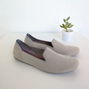 💚 Rothys The Loafer Grey Round Tie Flat Women's Shoes EUC